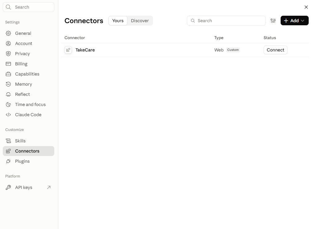 Claude Customize > Connectors, with Connectors highlighted